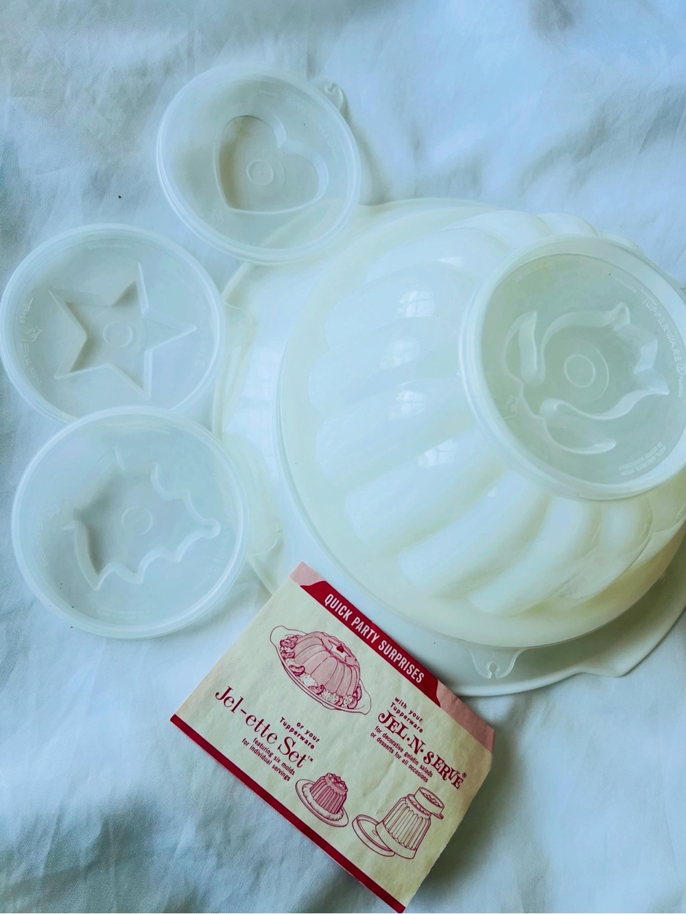 Tupperware Jello Mold and Plate with different designs and Original Paper
